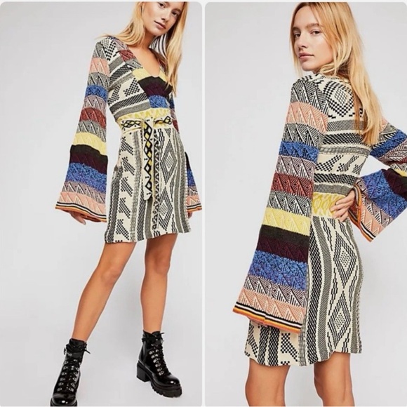 Free People Dresses & Skirts - NWT: Free People “Rare” Patchwork Sweater Dress